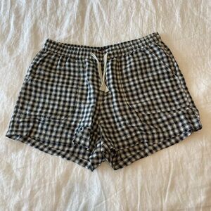 Quince Linen Black and White Checkered Shorts